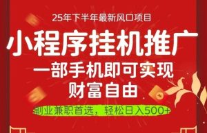一部手机即可实现财富自由,微信小程序推广最新玩法教学,操作简单容易上手【揭秘】-稀缺资源库