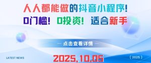 人人都能做的抖音小程序，0门槛0成本，适合新手-稀缺资源库