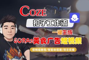 Coze扣子智能体工作流一键生成“SORA2美食广告“短视频,全流程保姆级教学-稀缺资源库