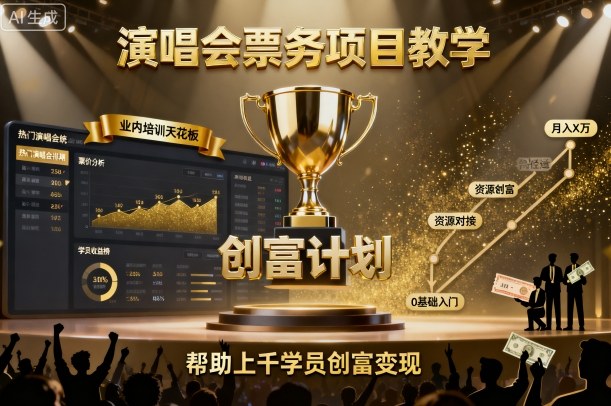 演唱会票务项目教学，业内培训天花板，帮助上千学员创富变现-稀缺资源库