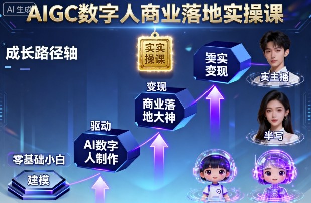 AIGC数字人商业落地实操课，从零基础小白到AI数字人大神-稀缺资源库