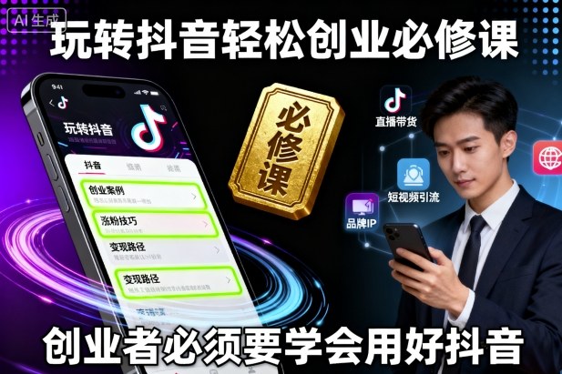 玩转抖音轻松创业必修课，创业者必须要学会用好抖音-稀缺资源库