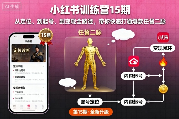 小红书训练营15期，从定位、到起号、到变现全路径，带你快速打通爆款任督二脉-稀缺资源库