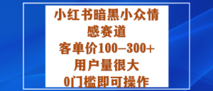 小红书暗黑小众情感赛道,客单价100-300+用户量很大,0门槛即可操作-稀缺资源库