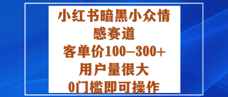 小红书暗黑小众情感赛道，客单价100-300+用户量很大，0门槛即可操作-稀缺资源库