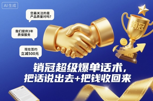 销冠超级爆单话术，把话说出去+把钱收回来-稀缺资源库