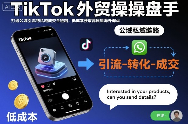 TikTok外贸操盘手，打通公域引流到私域成交全链路，低成本获取高质量海外询盘-稀缺资源库