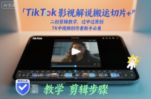 TikTok影视解说搬运切片+二创剪辑教学，过中过原创，TK中视频创作者新手必看-稀缺资源库