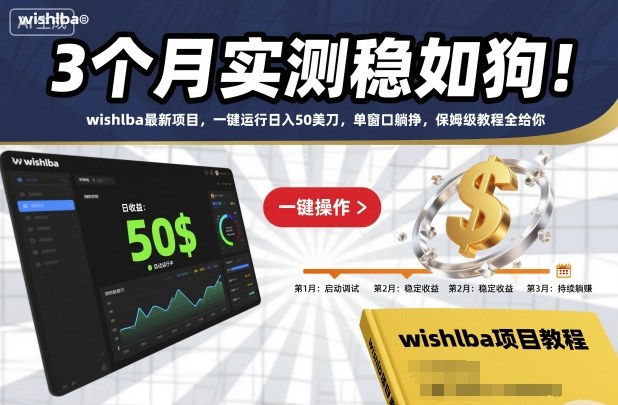 3个月实测稳如狗！wishlba最新项目，一键运行日入50美刀，单窗口躺挣，保姆级教程全给你【揭秘】-稀缺资源库