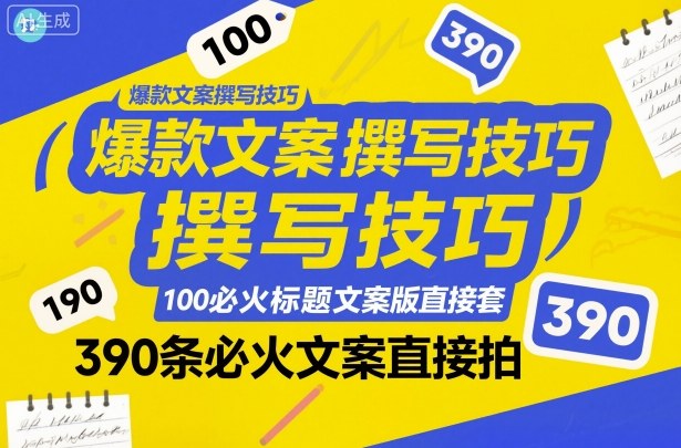 爆款文案撰写技巧，100个必火标题文案模版直接套，390条必火文案直接拍-稀缺资源库