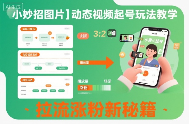 小妙招图片＋动态视频起号玩法教学，拉流涨粉新秘籍-稀缺资源库