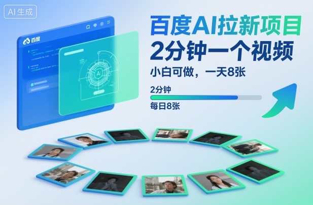 百度AI拉新项目，2分钟一个视频，小白可做，一天8张【附案例+保姆级教程】-稀缺资源库