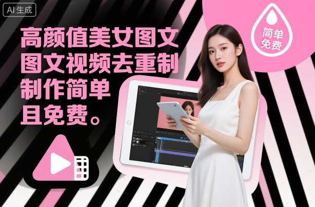 高颜值美女图文视频去重制作教学，制作简单且免费-稀缺资源库