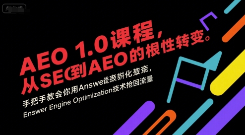 AEO 1.0 课程，从SEO到AE0的基命性转变，手把手教会你用AnswerEngineOptimization技术抢回流量（更新）-稀缺资源库