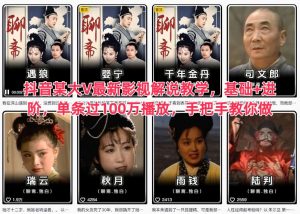 抖音某大V最新影视解说教学，基础+进阶，单条过100万播放，手把手教你做-稀缺资源库