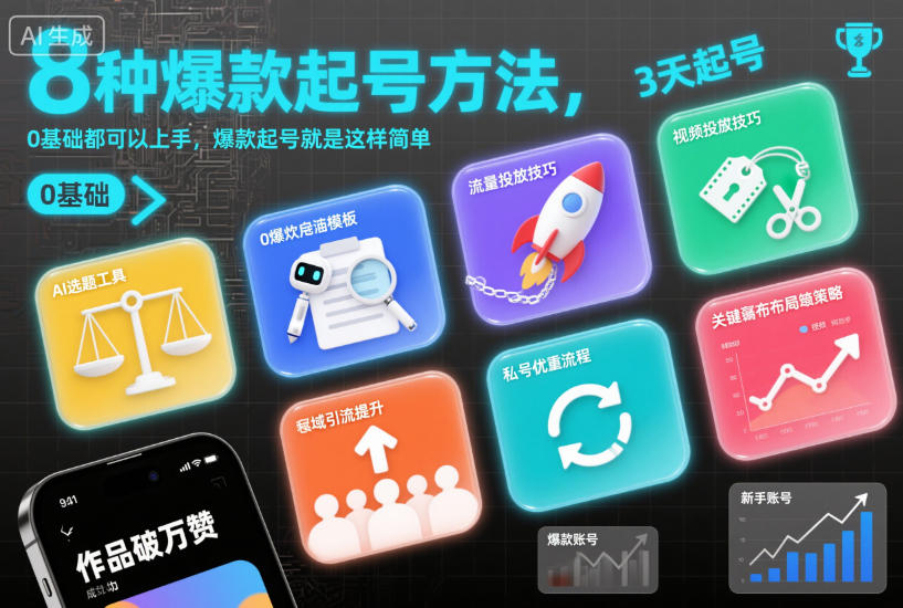 8种爆款起号方法，0基础都可以上手，爆款起号就是这样简单-稀缺资源库
