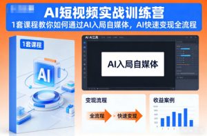 AI短视频实战训练营,1套课程教你如何通过AI入局自媒体,AI快速变现全流程-稀缺资源库