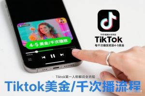 TK中视频计划项目，Tiktok第一人称解说流程，每干次播放奖励4-5美金-稀缺资源库
