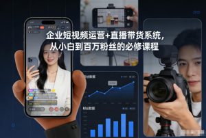 企业短视频运营+直播带货系统，从小白到百万粉丝的必修课程-稀缺资源库