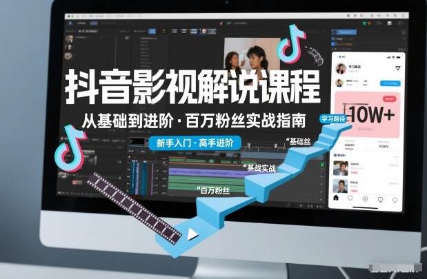 抖音百万粉丝影视解说课程，基础到进阶课，适合新手和进阶学习-稀缺资源库