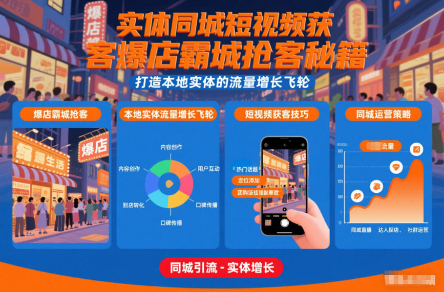 实体同城短视频获客爆店霸城抢客秘籍，打造本地实体的流量增长飞轮-稀缺资源库