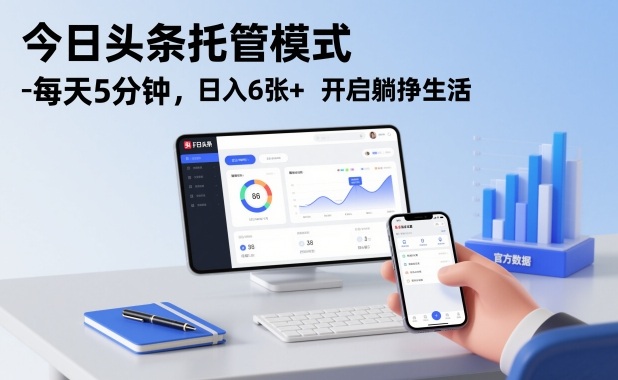 今日头条托管模式，每天5分钟，日入6张+，开启躺挣生活【揭秘】-稀缺资源库