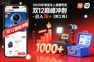 2025年淘宝无人直播带货,冲刺双12,日入1k+【附工具】【揭秘】-稀缺资源库