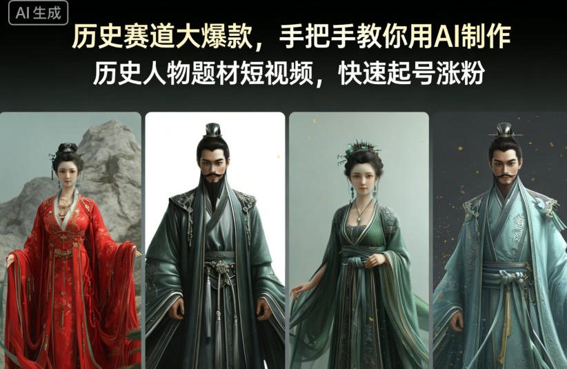 历史赛道大爆款，手把手教你用AI制作历史人物题材短视频，快速起号涨粉-稀缺资源库