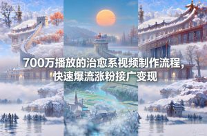 700万播放的治愈系视频制作流程，快速爆流涨粉接广变现-稀缺资源库