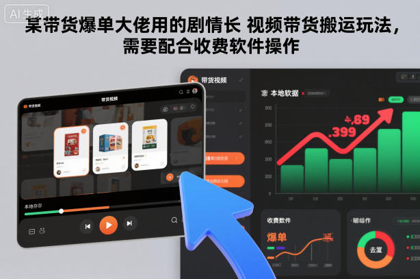 某带货爆单大佬用的剧情长视频带货搬运玩法，需要配合收费软件操作-稀缺资源库