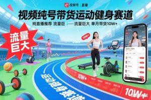 视频号带货运动健身赛道，纯直播推荐，流量巨大，单月带货10W+-稀缺资源库
