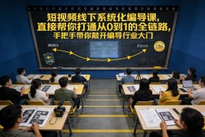 短视频线下系统化编导课,直接帮你打通从0到1的全链路,手把手带你敲开编导行业大门-稀缺资源库