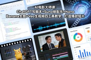 AI电影大师课：ChatGPT写脚本+Suno做配乐+Nano Banana生图+Veo生视频，打造爆款短片-稀缺资源库