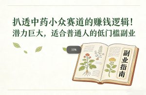 扒透中药小众赛道的賺米逻辑，潜力巨大，适合普通人的低门槛副业-稀缺资源库