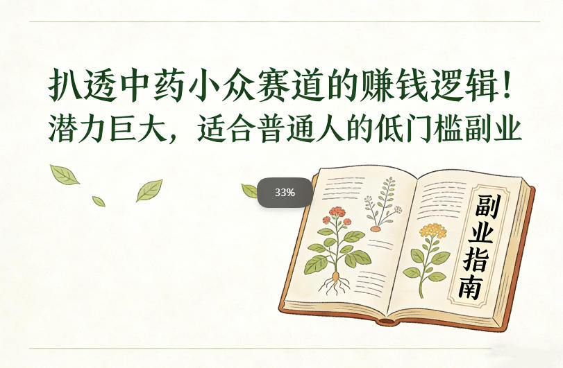 扒透中药小众赛道的賺米逻辑，潜力巨大，适合普通人的低门槛副业-稀缺资源库