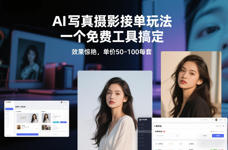 AI写真摄影接单玩法，一个免费工具搞定，效果惊艳，单价50-100每套-稀缺资源库