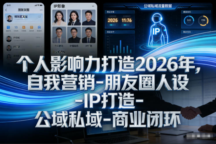 个人影响力打造2026年，自我营销-朋友圈人设-IP打造-公域私域-商业闭环-稀缺资源库