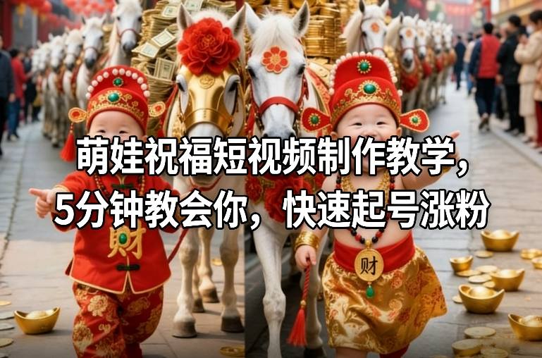 萌娃祝福短视频制作教学，5分钟教会你，快速起号涨粉-稀缺资源库