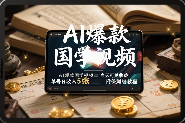 AI爆款国学视频，独家起号方法，小白直接上手，当天可见收益，单号日收入5张+附保姆级教程-稀缺资源库