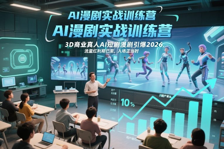 AI漫剧实战训练营，3D商业真人AI短剧漫剧引爆2026，流量红利期已至，入场正当时-稀缺资源库