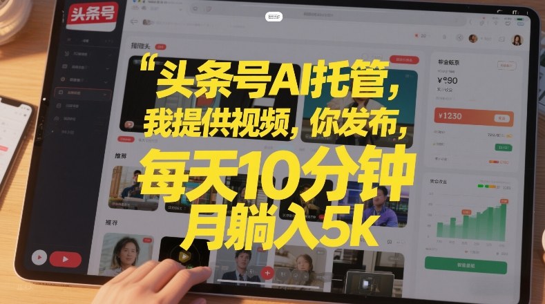 头条号AI托管，我提供视频，你发布，每天10分钟，月躺入5k+【揭秘】-稀缺资源库