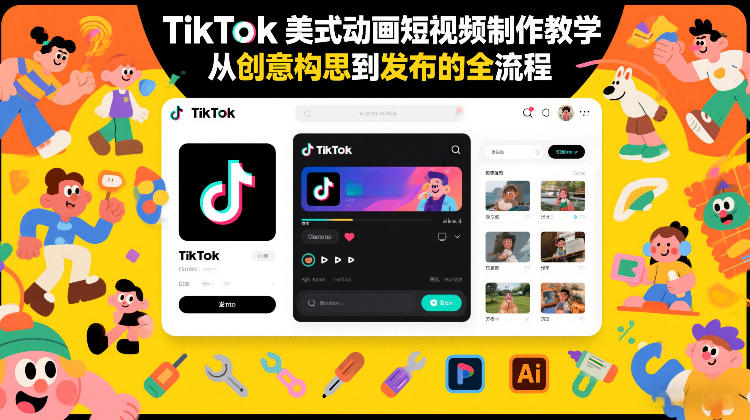 TikTok美式动画短视频制作教学，从创意构思到发布的全流程-稀缺资源库