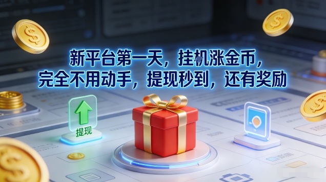 新平台第一天，挂G涨金币，完全不用动手，提现秒到，还有奖励【揭秘】-稀缺资源库