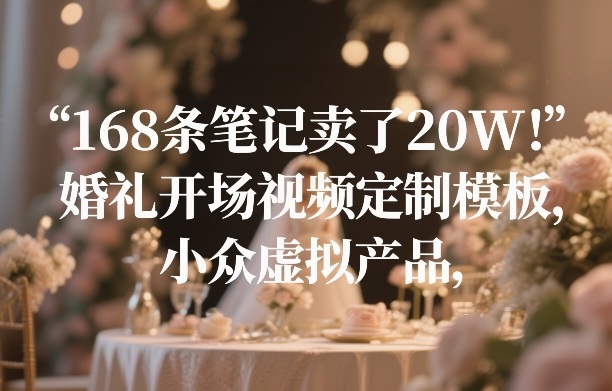 168条笔记卖了20W！婚礼开场视频定制模板，小众虚拟产品-稀缺资源库