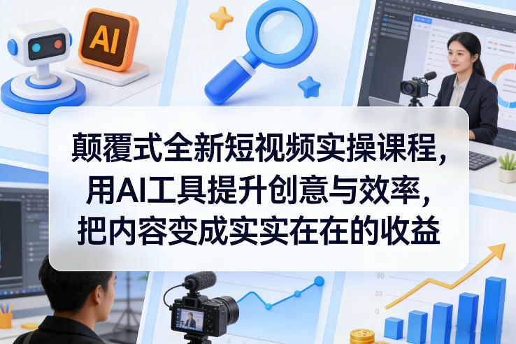 颠覆式全新短视频实操课程，用AI工具提升创意与效率，把内容变成实实在在的收益-稀缺资源库