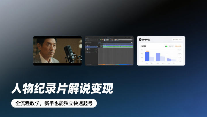 人物纪录片解说变现，全流程教学，新手也能独立快速起号-稀缺资源库
