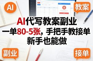 AI代写教案副业,一单80-5张,手把手教接单,新手也能做-稀缺资源库