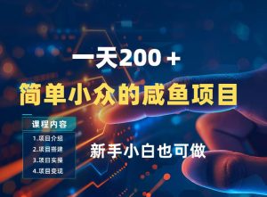 一天收入2张，一个简单小众的咸鱼项目，0门槛小白也能做-稀缺资源库