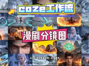 通过Coze工作流，制作《动漫分镜图》，两分钟制作完成25宫格分镜图，从0到1演示搭建过程，实操教学-稀缺资源库