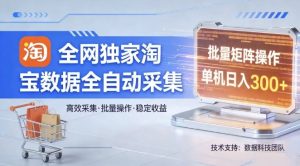 全网独家，淘宝数据全自动采集项目，批量可矩阵，单机轻松日入300【揭秘】-稀缺资源库